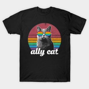 Ally Cat LGBT Rainbow Flag T-Shirt